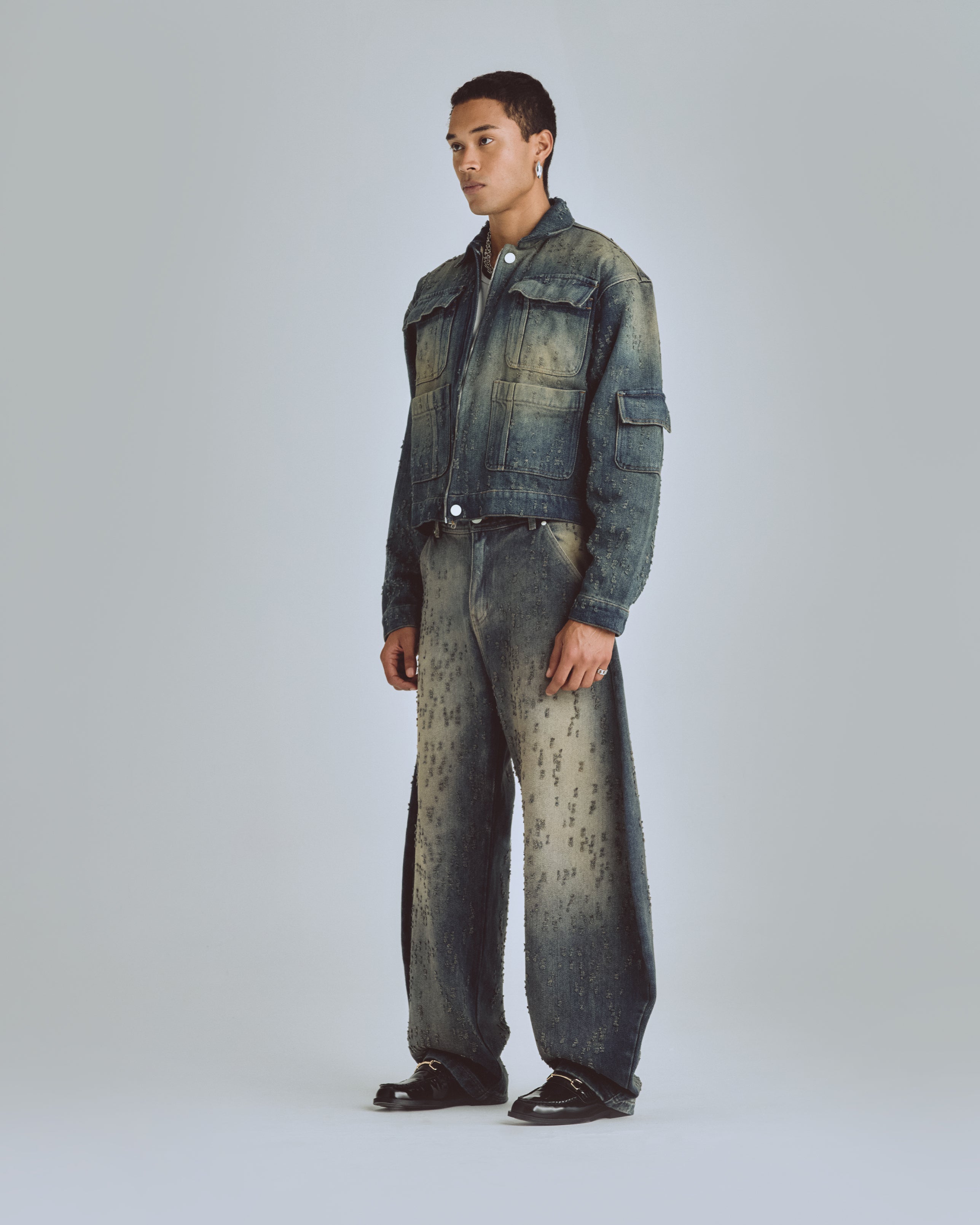 Agnus Dei Undrgld Ripped Jacket Dirty Blue