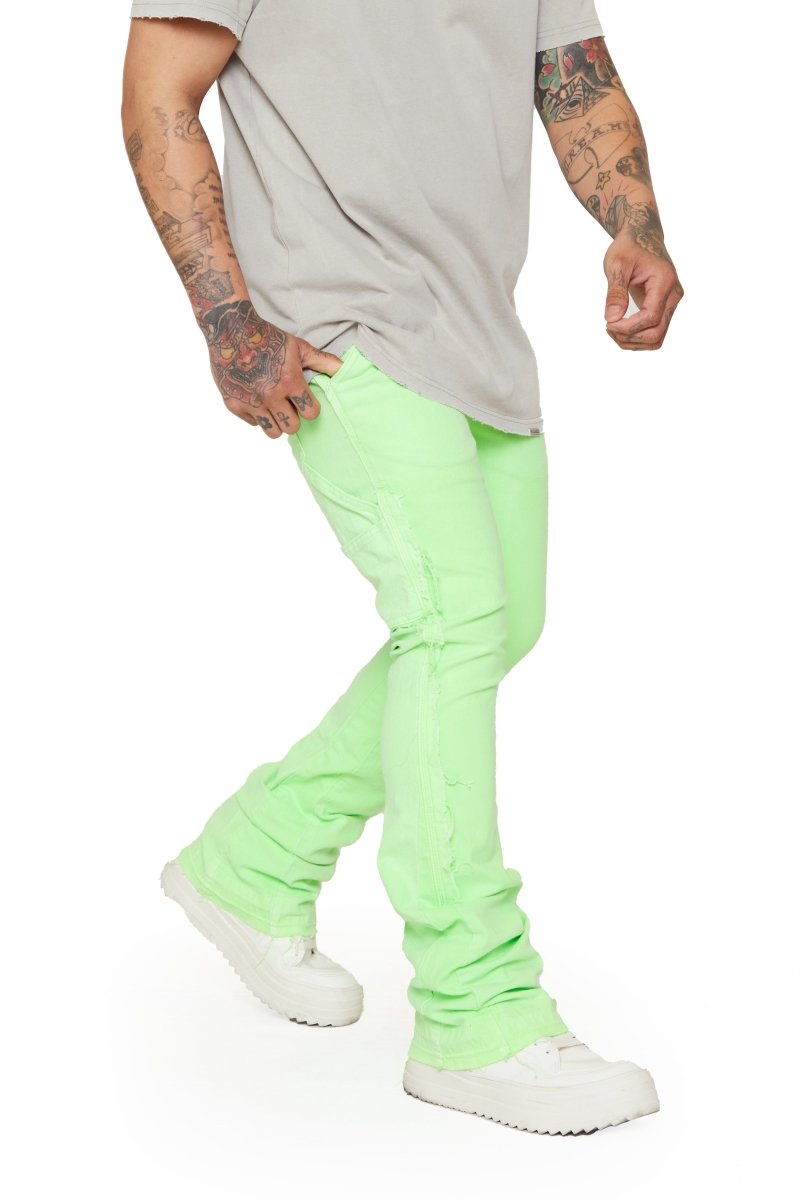 “ALPHA” STACKED FLARE JEAN LT.GREEN