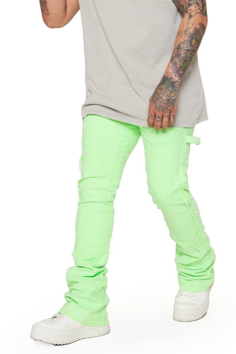 “ALPHA” STACKED FLARE JEAN LT.GREEN