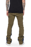 "ALPHA" STACKED FLARE JEAN OLIVE BLUE