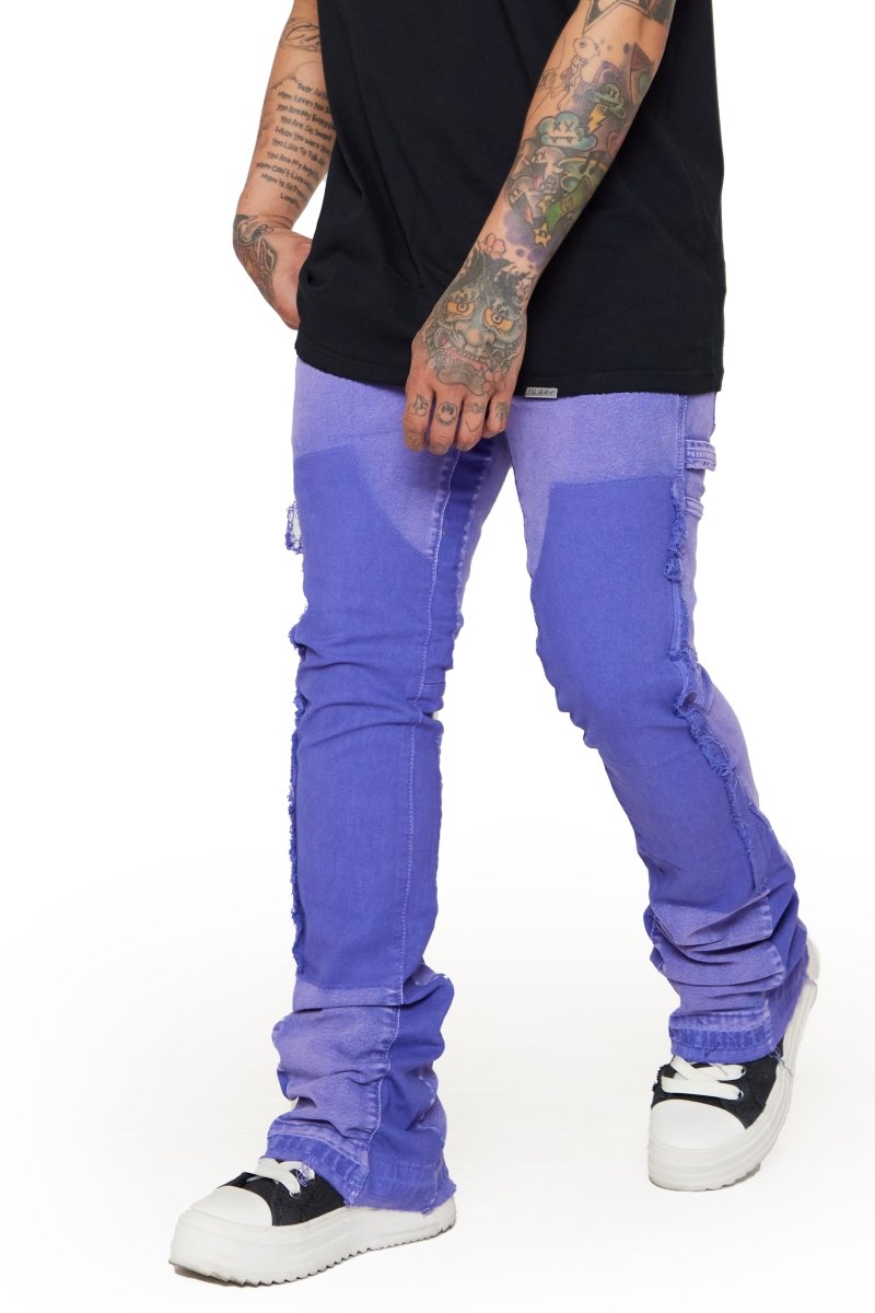 “ALPHA"  STACKED FLARE JEAN PURPLE-BLUE
