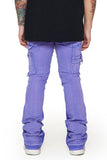 “ALPHA"  STACKED FLARE JEAN PURPLE-BLUE