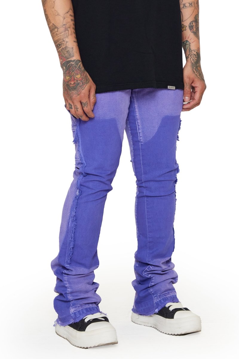 “ALPHA"  STACKED FLARE JEAN PURPLE-BLUE