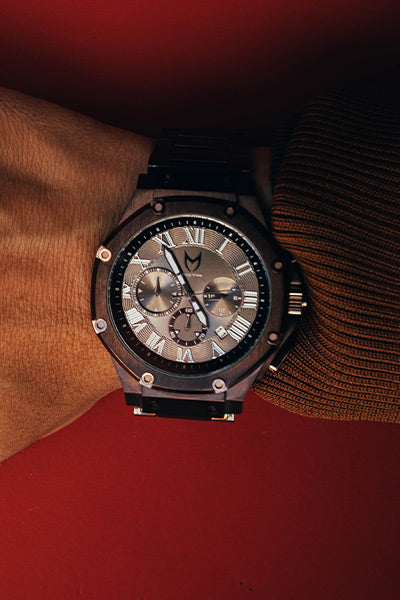 AM1015SS - AMBASSADOR CHOCOLATE BRUSHED / BLACK STEEL BAND