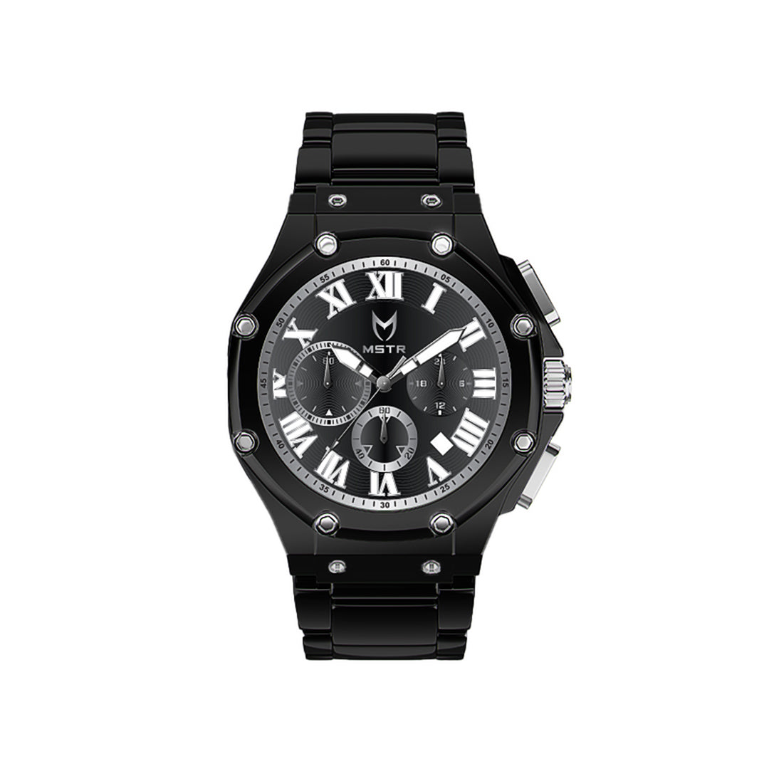 AM1030SS - AMBASSADOR BLACK / SILVER / STEEL BAND WATCH