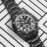 AM1030SS - AMBASSADOR BLACK / SILVER / STEEL BAND WATCH