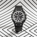 AM1030SS - AMBASSADOR BLACK / SILVER / STEEL BAND WATCH