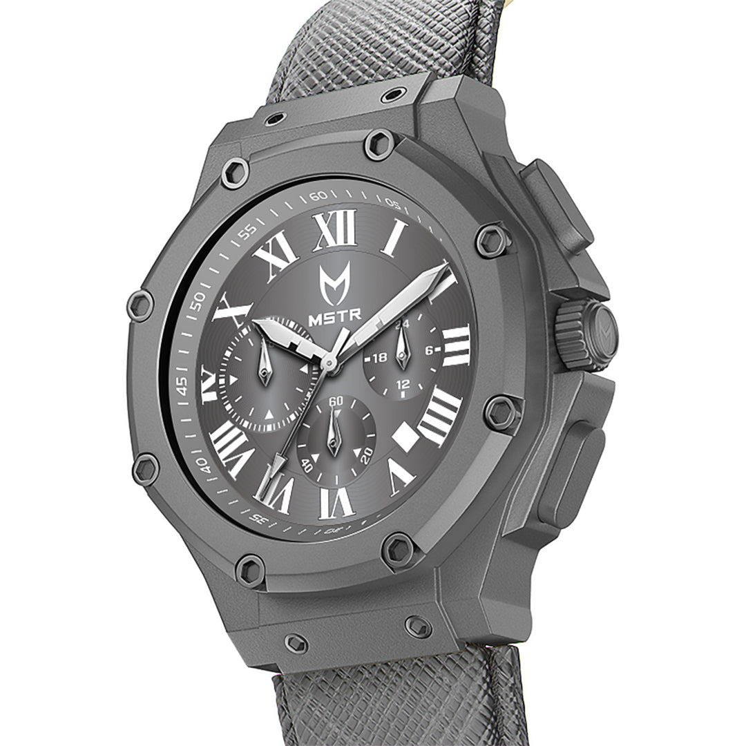 AM1031LB - AMBASSADOR GUNMETAL / LEATHER BAND WATCH
