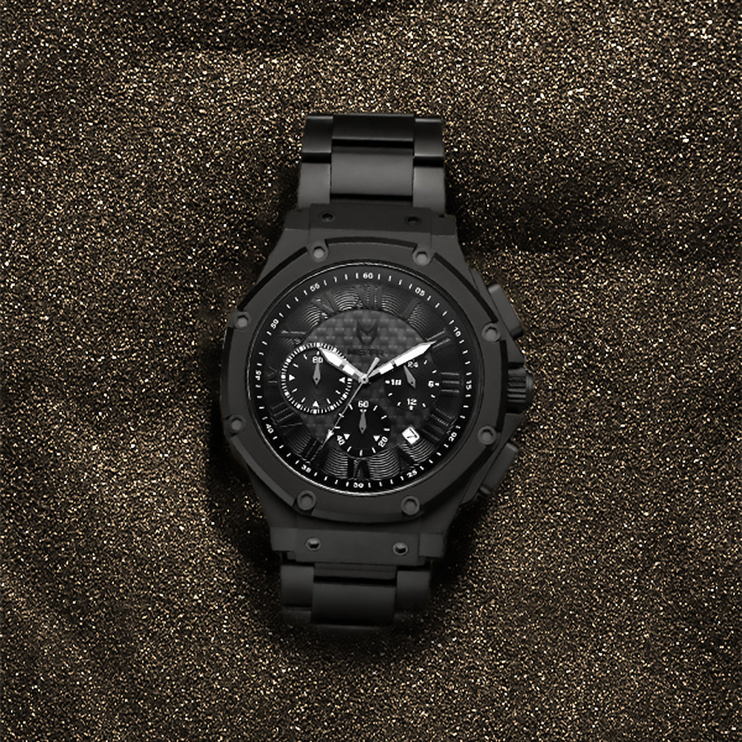 AM1036SS - AMBASSADOR BLACK / BLACK STEEL BAND WATCH