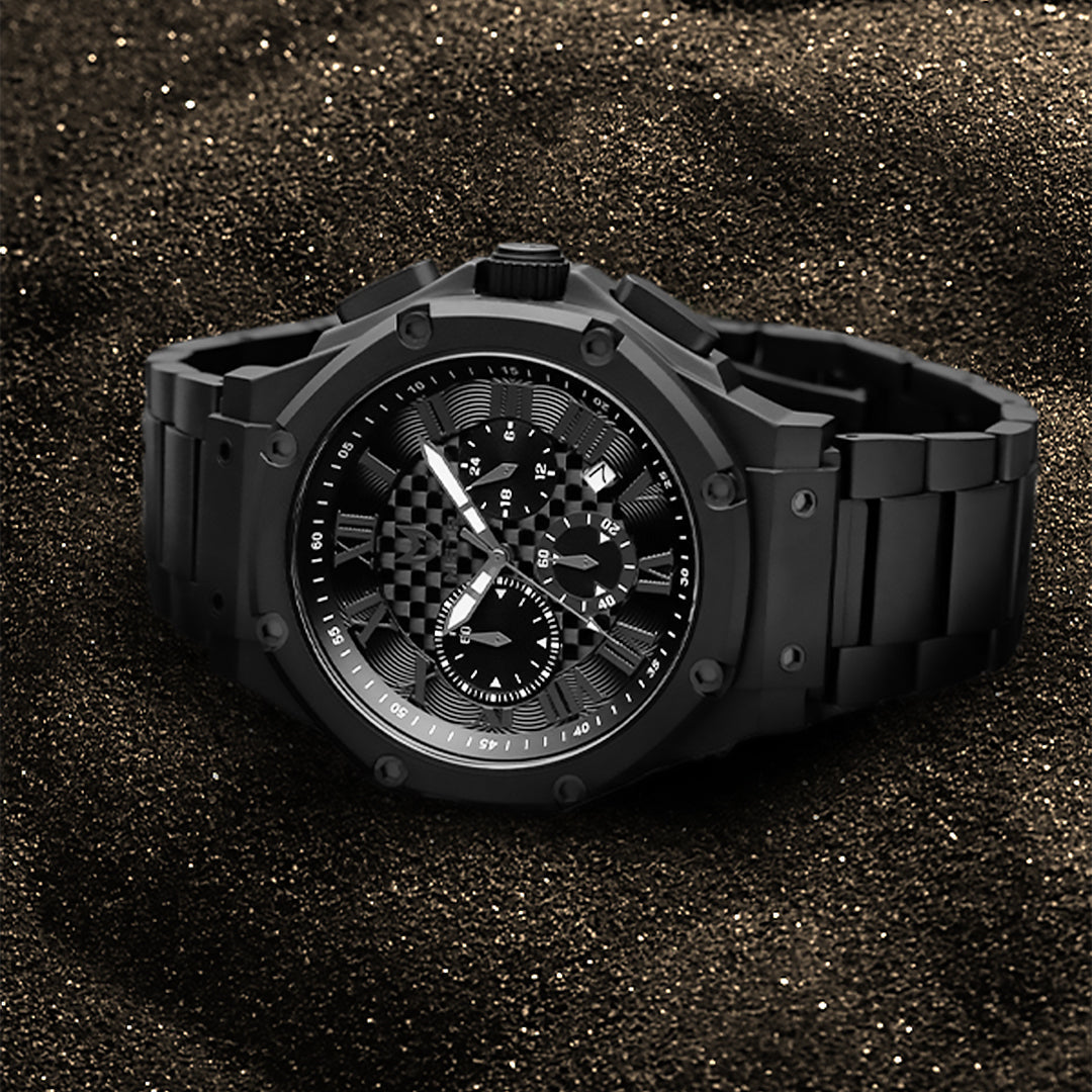 AM1036SS - AMBASSADOR BLACK / BLACK STEEL BAND WATCH
