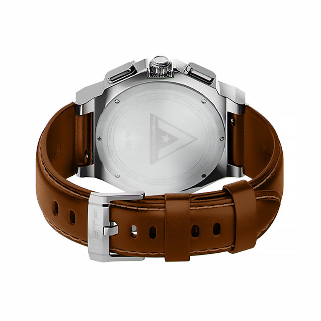 AM1037LB - AMBASSADOR SILVER / GREEN / BROWN LEATHER WATCH