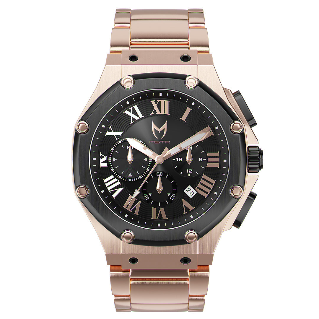 AM139SS - AMBASSADOR ROSE GOLD / BLACK / SS BAND