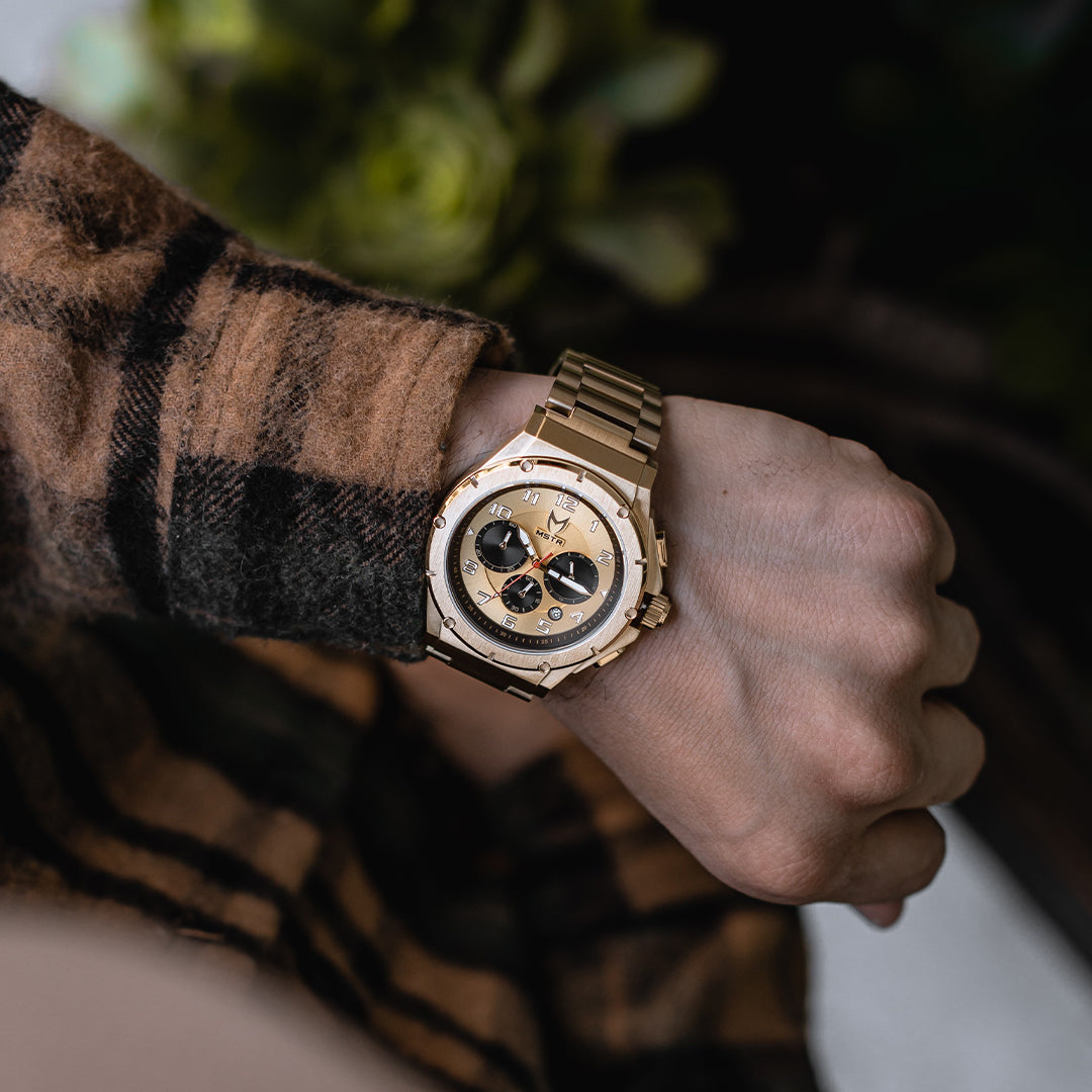 AM277SS - MK4 14K GOLD / GOLD STEEL BAND WATCH