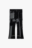 "APLOS" STACKED FLARE JEAN BLACK WHITE