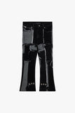 "APLOS" STACKED FLARE JEAN BLACK WHITE