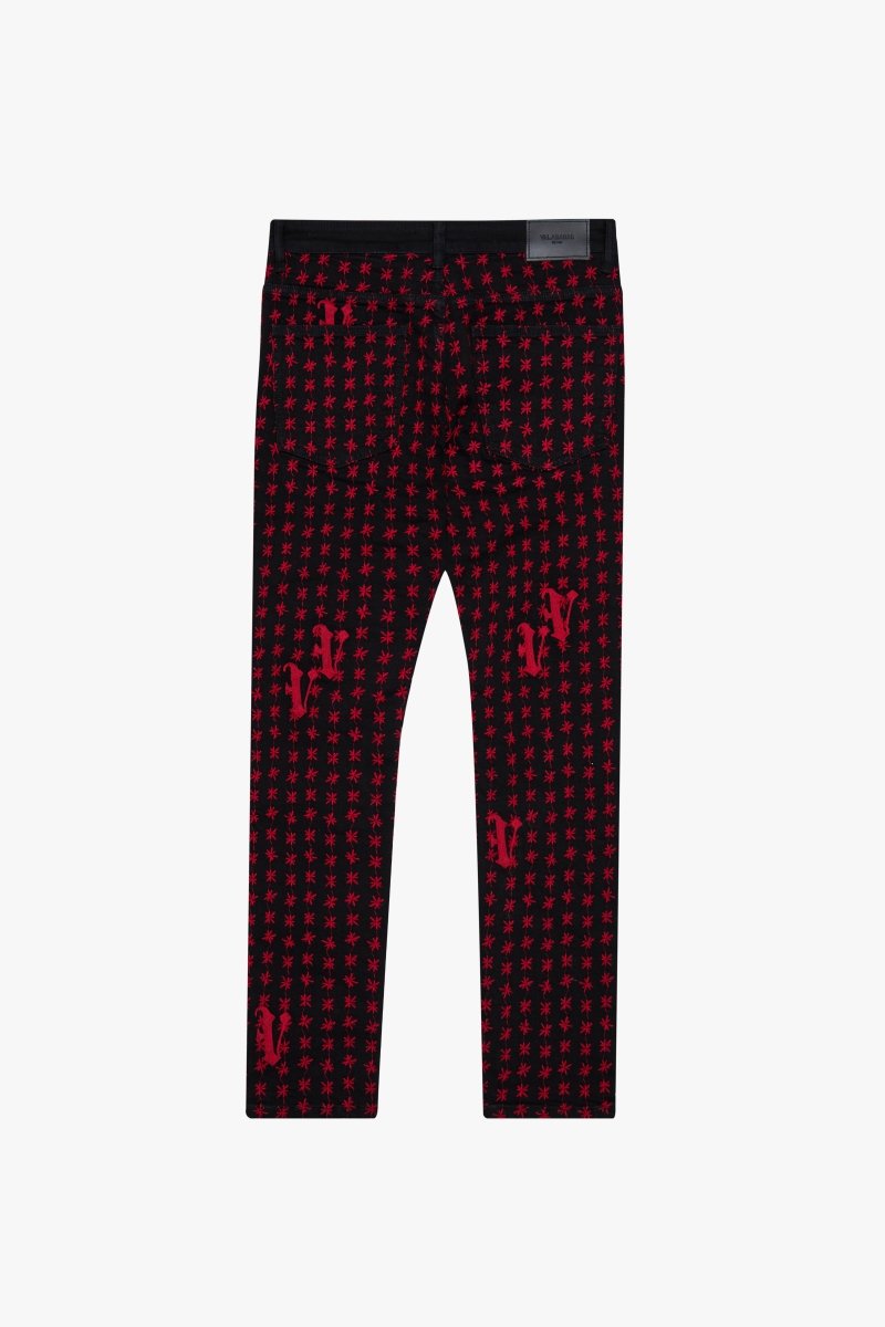 "ASTERISK" SKINNY BLACK / RED