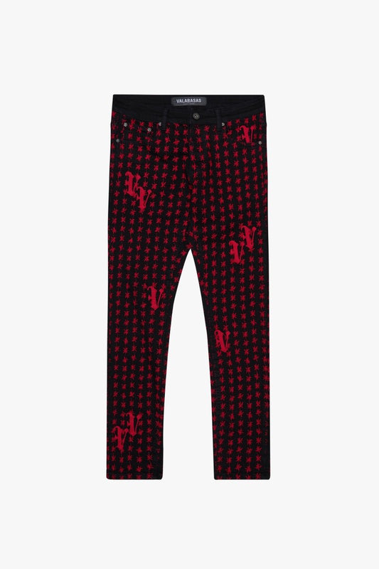 "ASTERISK" SKINNY BLACK / RED
