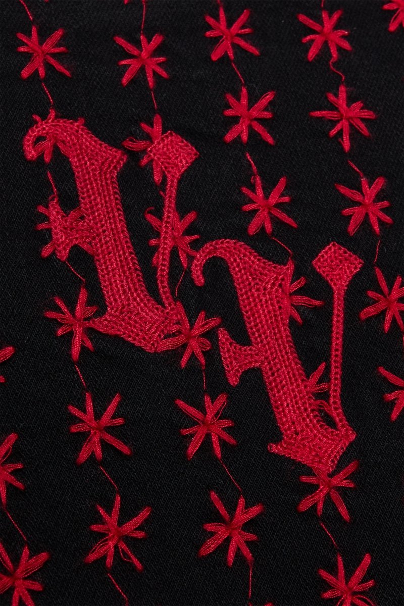 "ASTERISK" SKINNY BLACK / RED