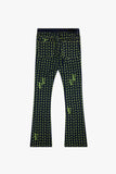 "ASTERISK" STACKED FLARE INDIGO/GREEN