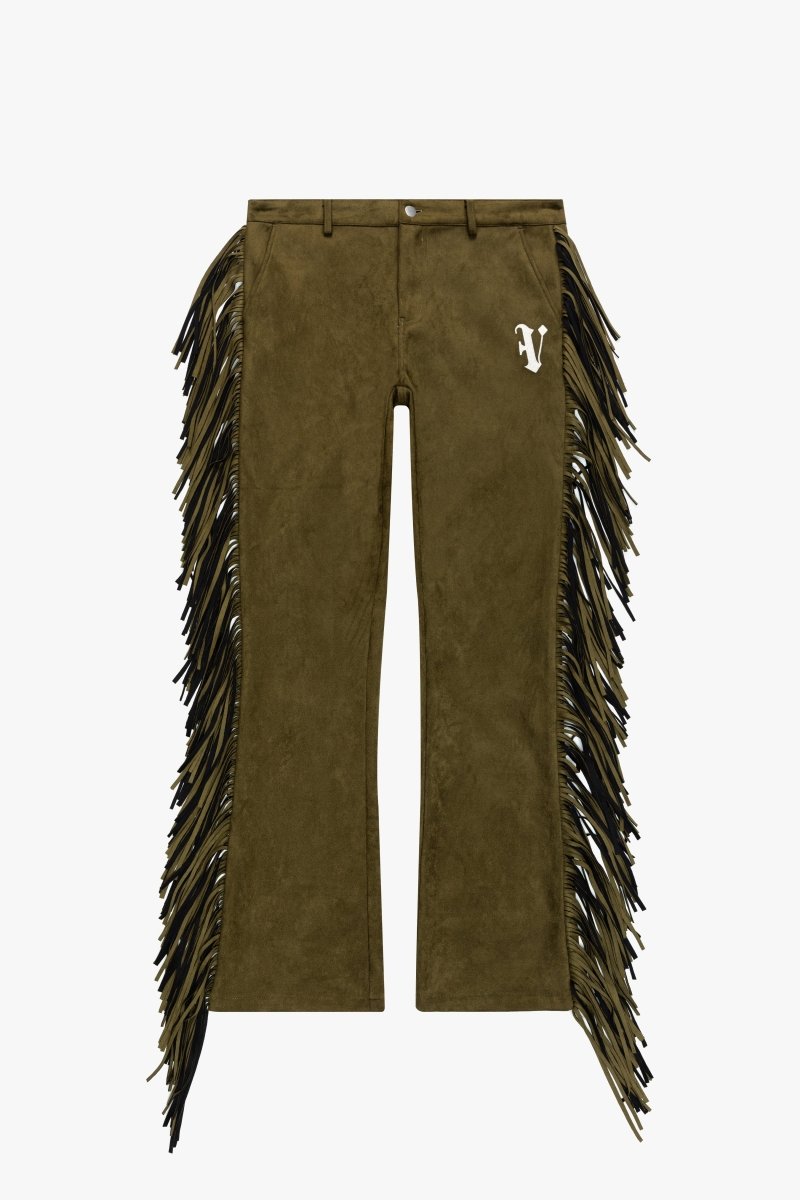 "AVIATOR” STACKED FLARE JEAN OLIVE