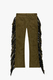 "AVIATOR” STACKED FLARE JEAN OLIVE