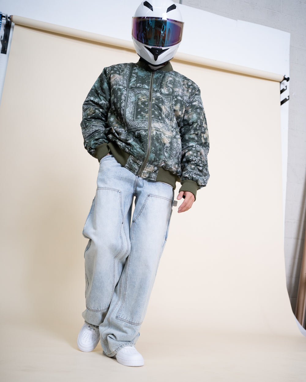 EPTM Tie Dye Bandana Bomber Jacket - Olive