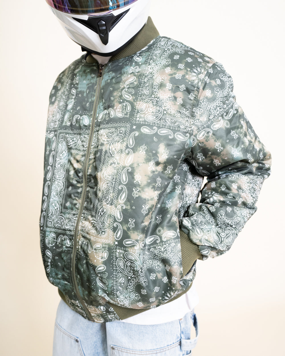 EPTM Tie Dye Bandana Bomber Jacket - Olive