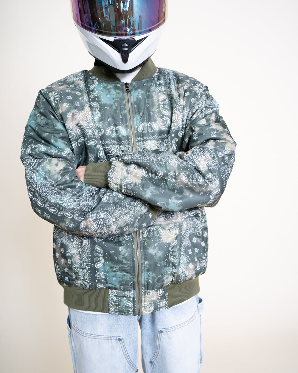 EPTM Tie Dye Bandana Bomber Jacket - Olive