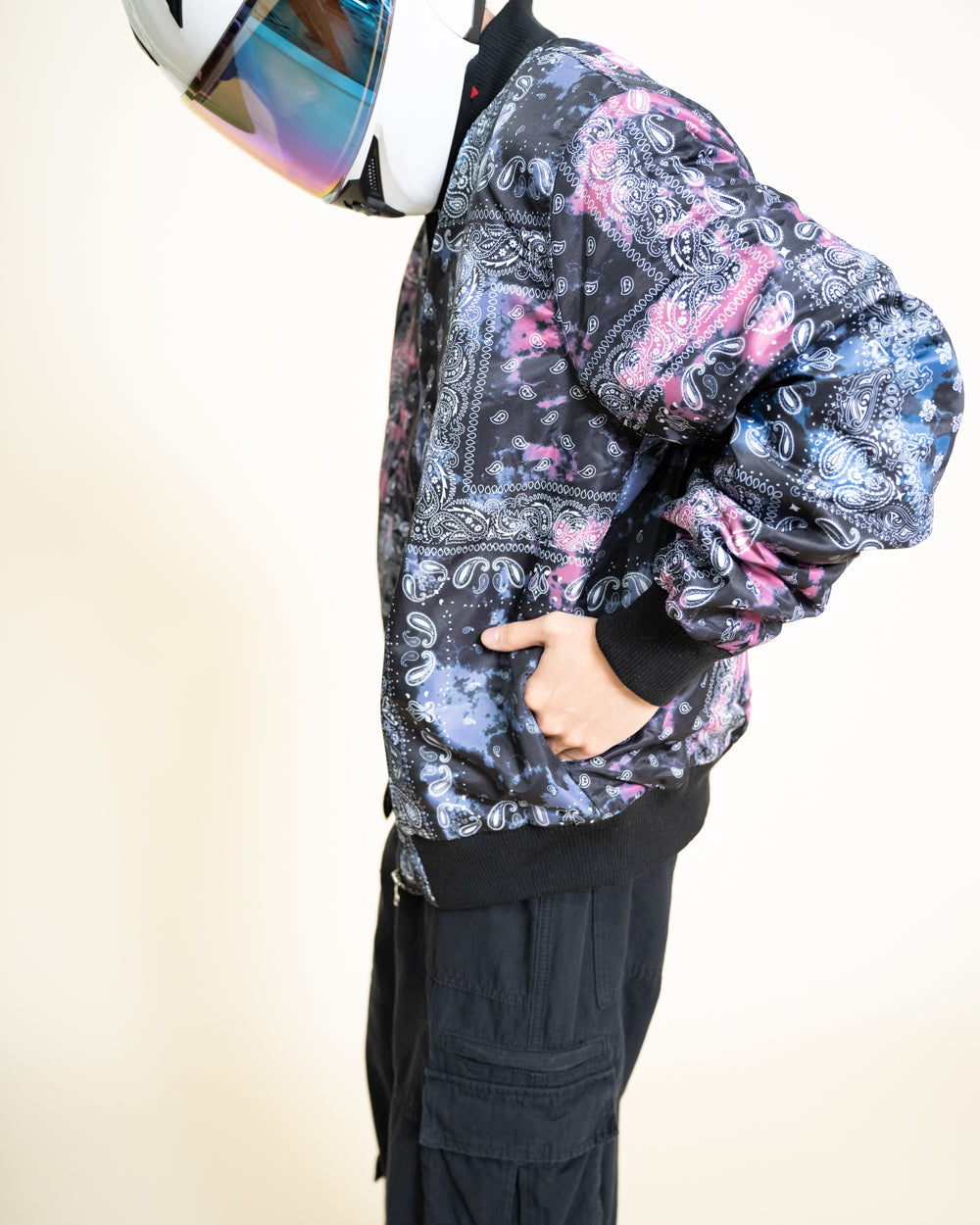 EPTM Tie Dye Bandana Bomber Jacket - Black