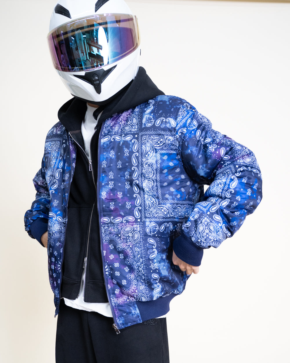 EPTM Tie Dye Bandana Bomber Jacket - Navy