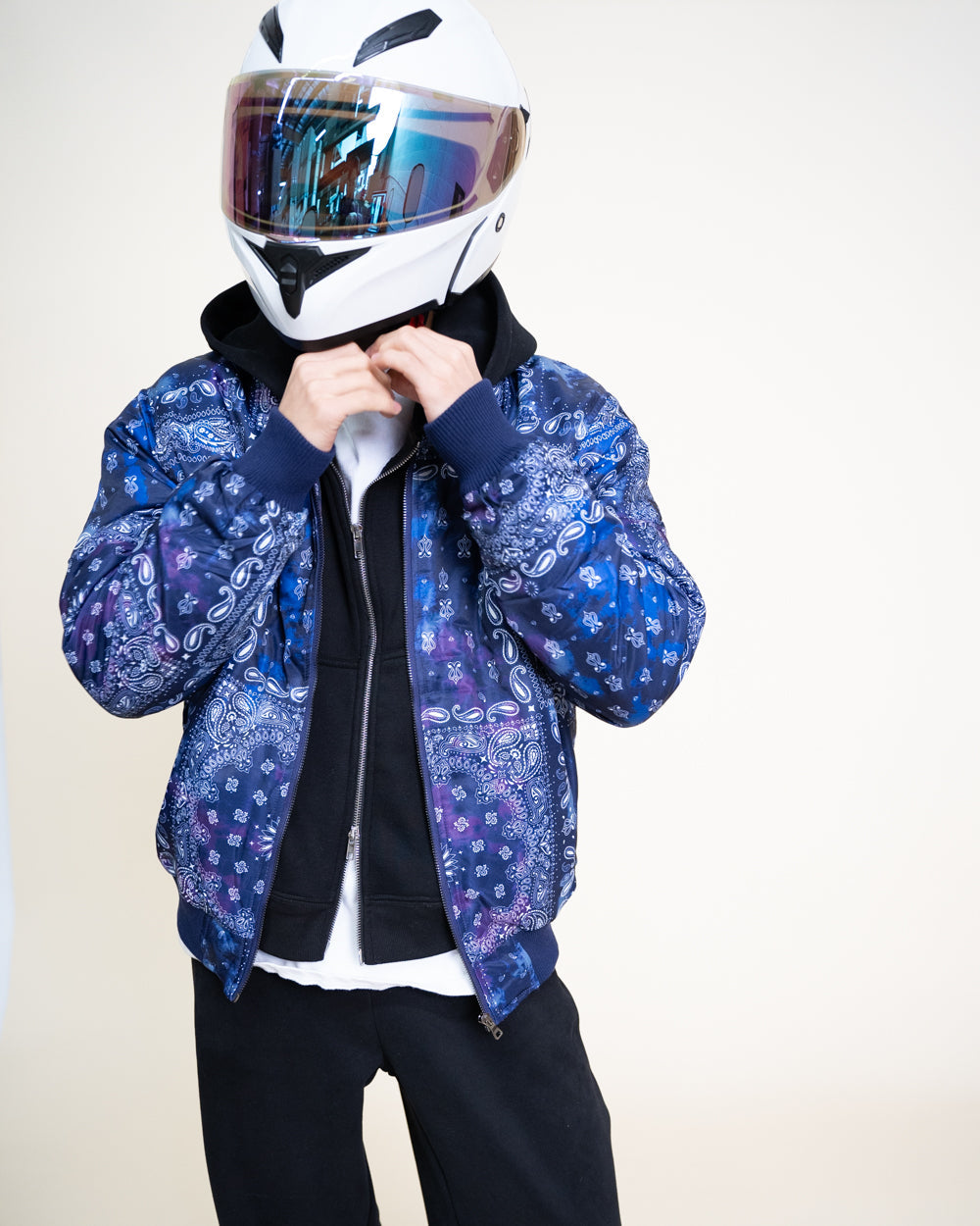 EPTM Tie Dye Bandana Bomber Jacket - Navy