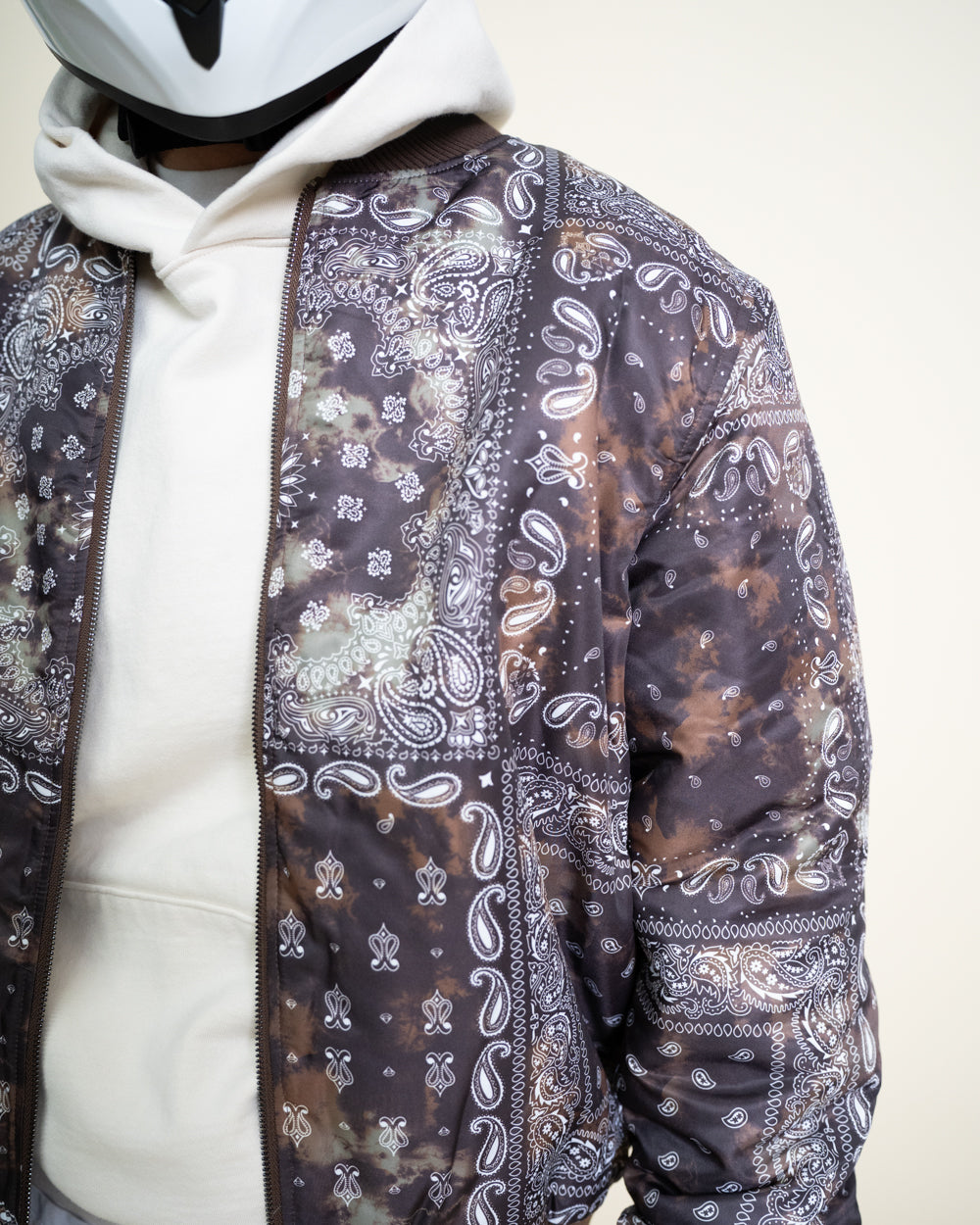 EPTM Tie Dye Bandana Bomber Jacket - Brown