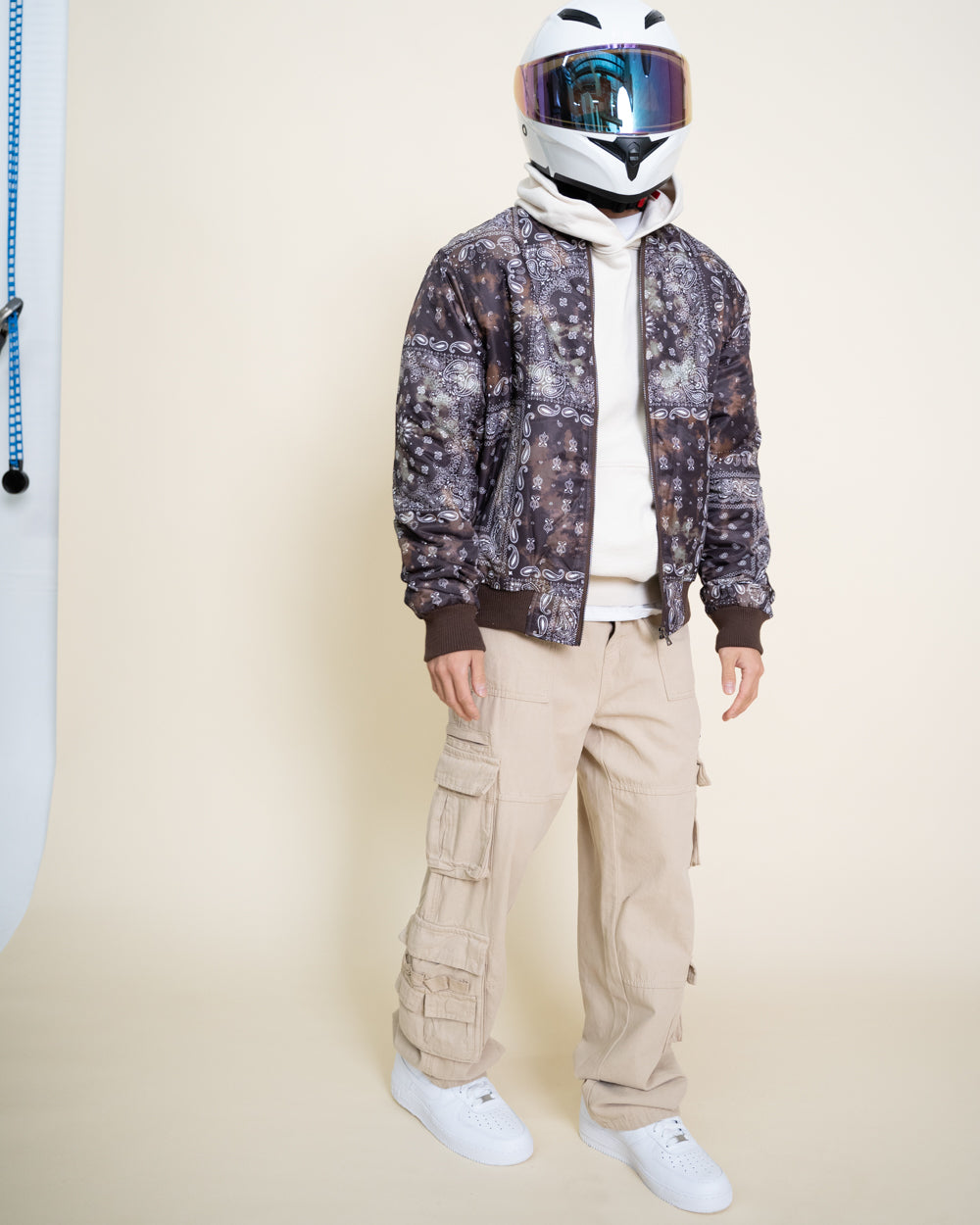 EPTM Tie Dye Bandana Bomber Jacket - Brown