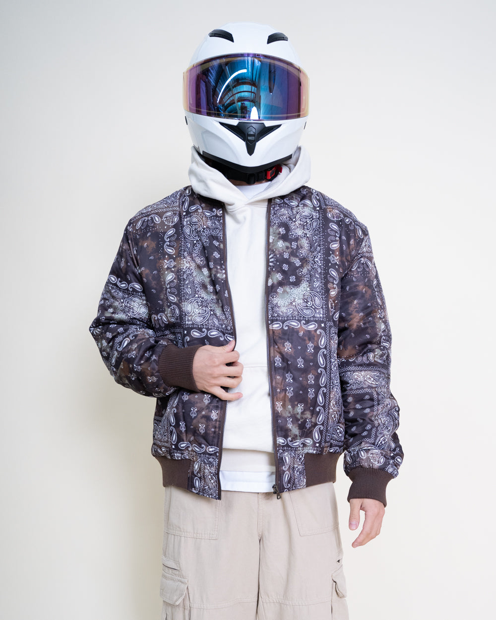 EPTM Tie Dye Bandana Bomber Jacket - Brown