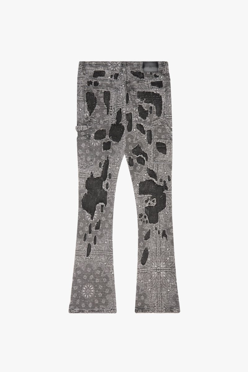 "BANDIT" STACKED FLARE JEAN CHARCOAL