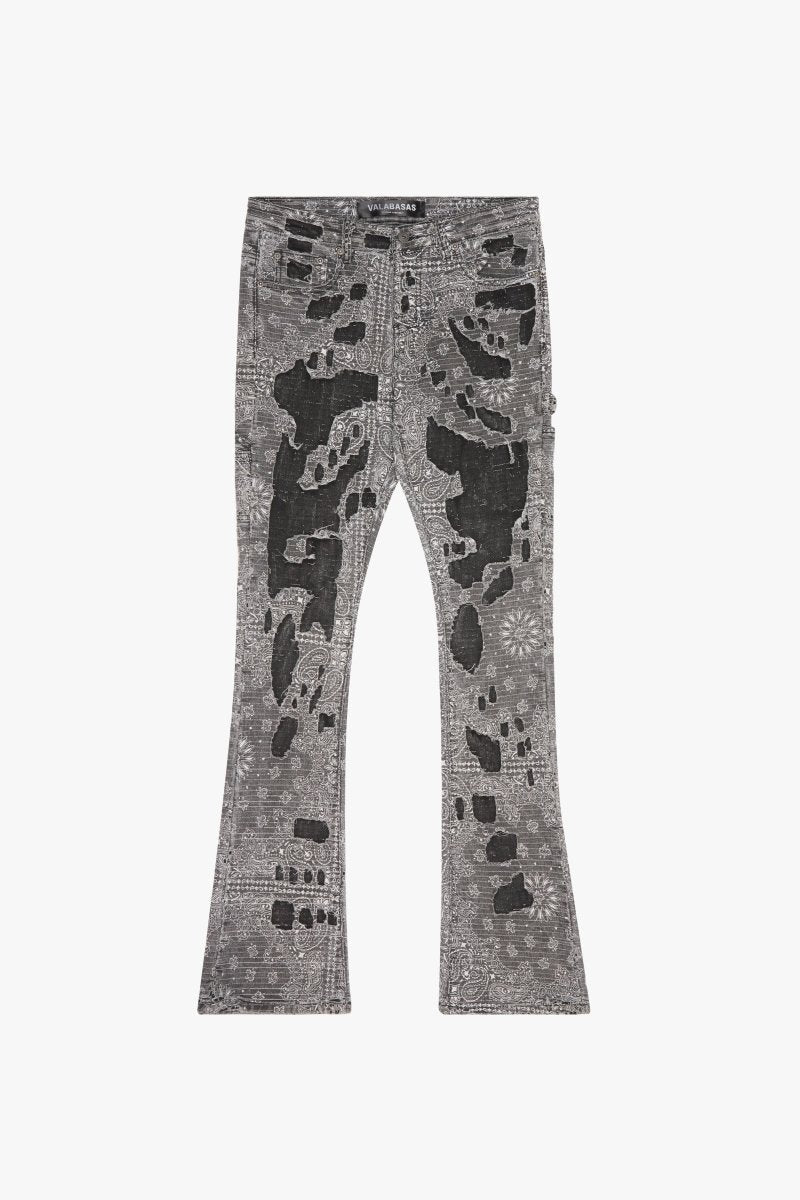 "BANDIT" STACKED FLARE JEAN CHARCOAL