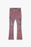 "BANDIT" STACKED FLARE JEAN FUCHSIA AZURE