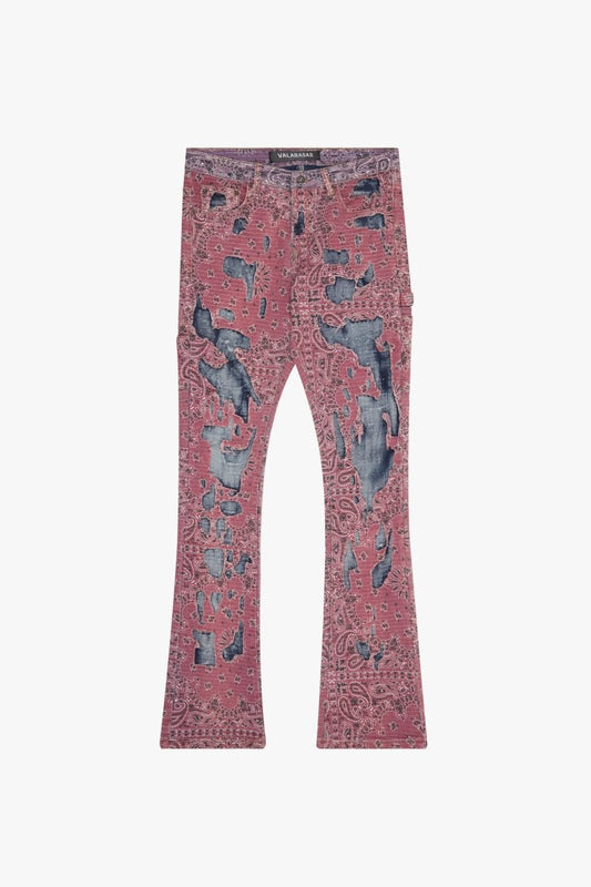 "BANDIT" STACKED FLARE JEAN FUCHSIA AZURE