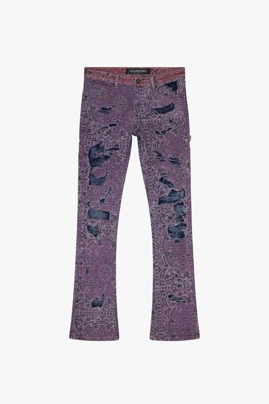 "BANDIT" STACKED FLARE JEAN LAVENDAR