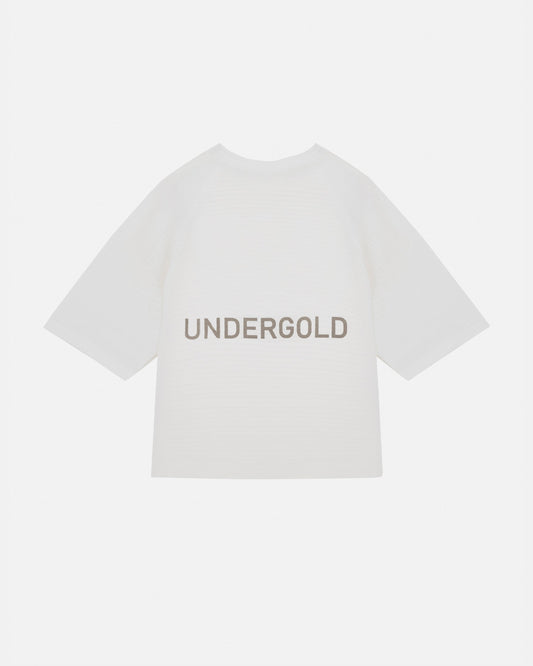 Basics Logo Textured Boxy Tshirt White