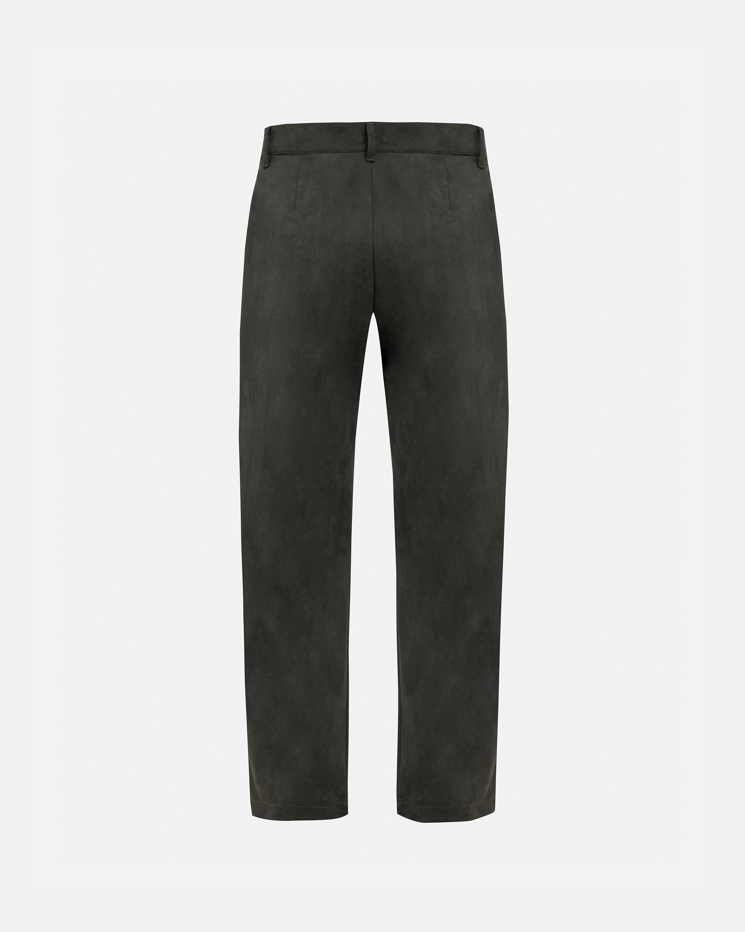 Basics Suede Trousers Olive Green