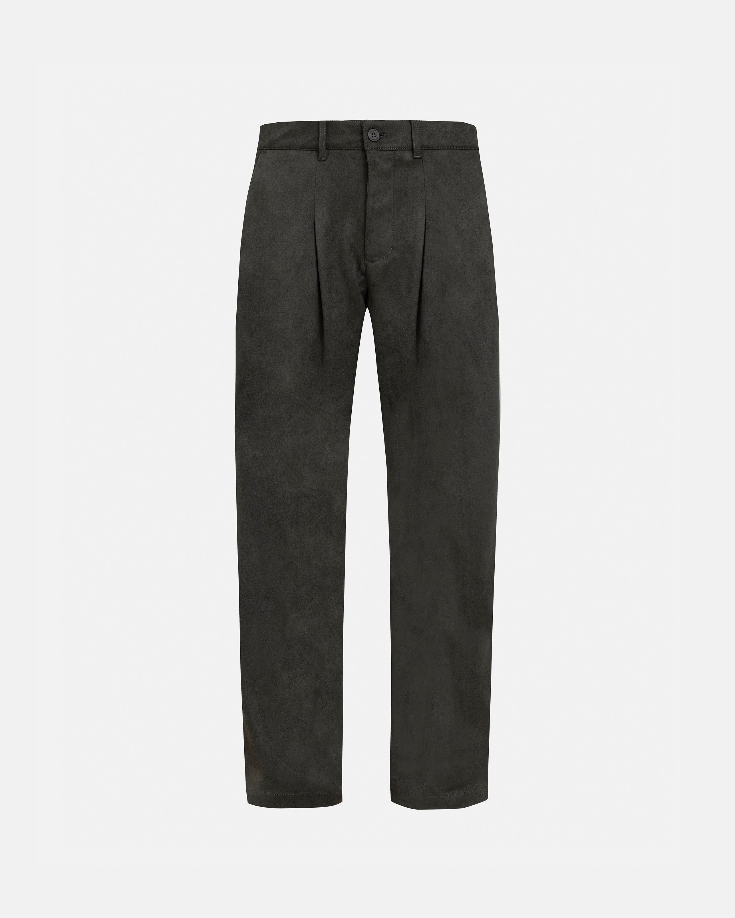 Basics Suede Trousers Olive Green