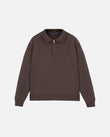 Basics Undergold Studio Knit Zip Up Long Sleeve Polo Shirt Brown