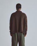 Basics Undergold Studio Knit Zip Up Long Sleeve Polo Shirt Brown