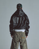 Basics UNDRGLD Leather Zip Up Hoodie Jacket Black