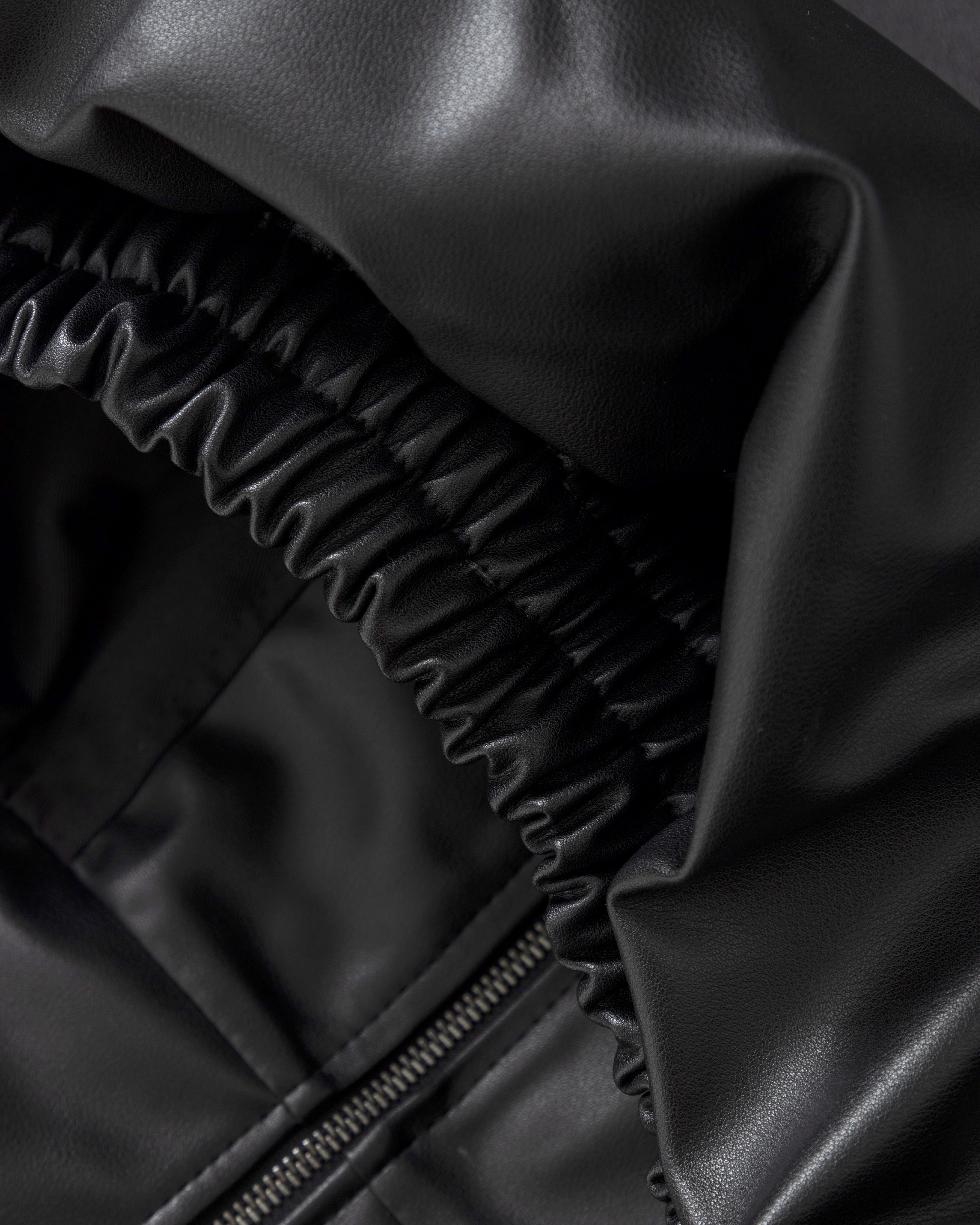 Basics UNDRGLD Leather Zip Up Hoodie Jacket Black