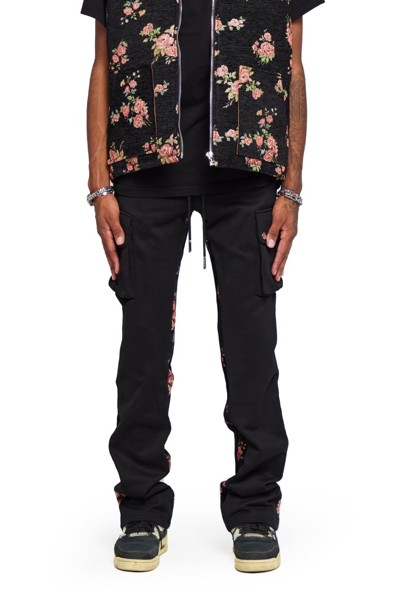 “BLEK LE RAT” FRENCH TERRY STACKED FLARE JEAN ORANGE MULTI