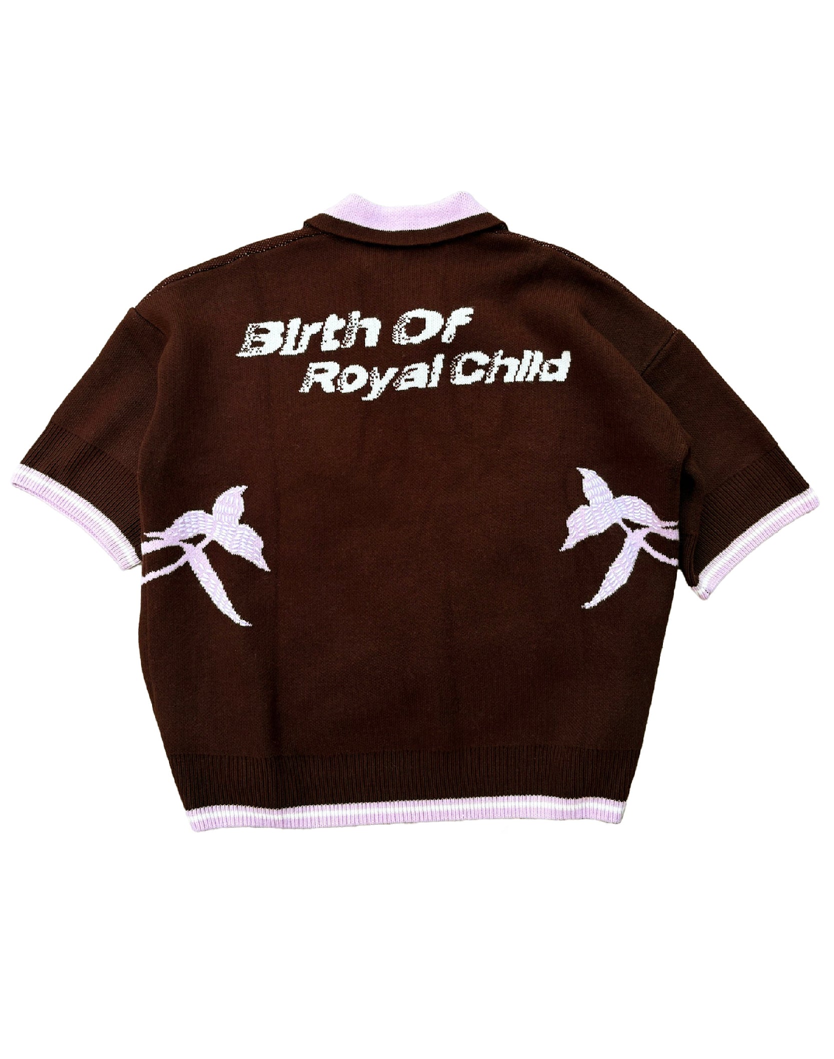 Iris Flower Knitted Polo Shirt