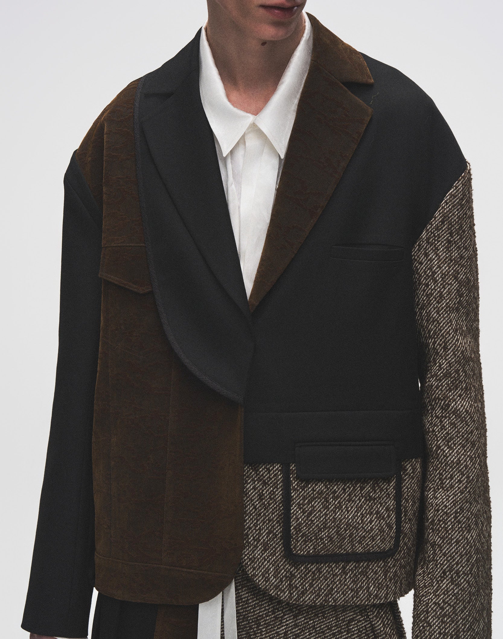 Layered Patchwork Suit Jacket