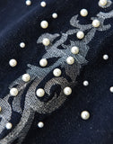 Raw Denim Embroidered Pearl Flared Jeans